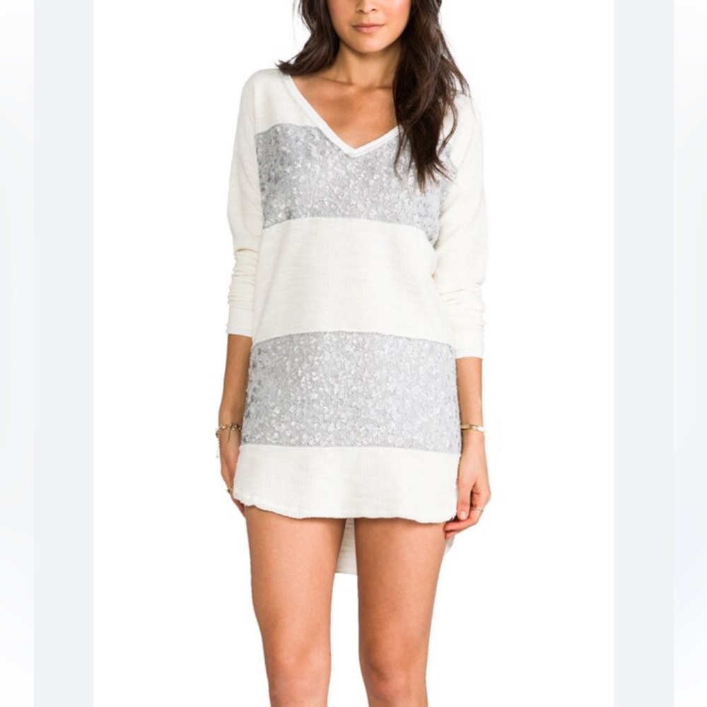 Free People Women's V-Neck Sequin Striped Top💋💄